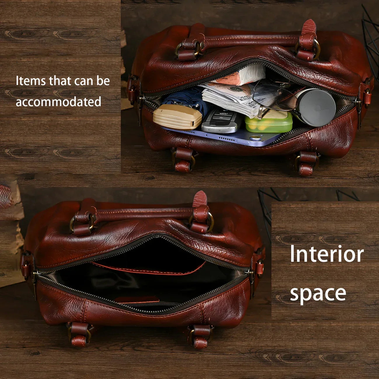 ブラウンレザーヴィンテージバッグ