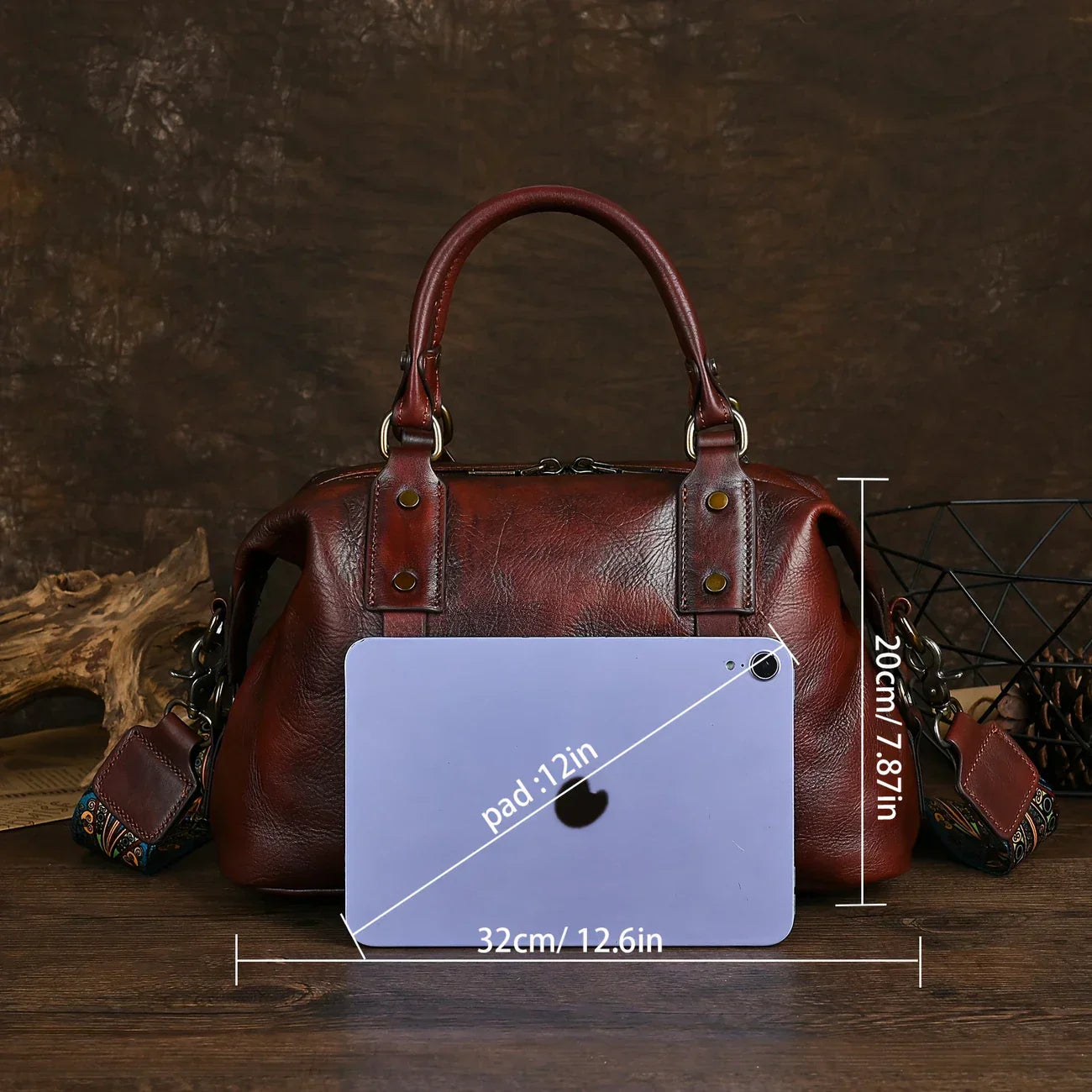 ブラウンレザーヴィンテージバッグ